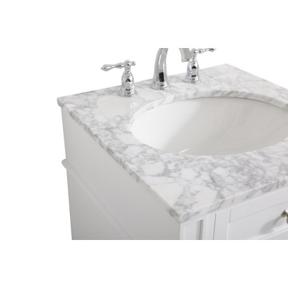 Elegant Single Bathroom Vanity Set - White, L 21" (VF12521WH)