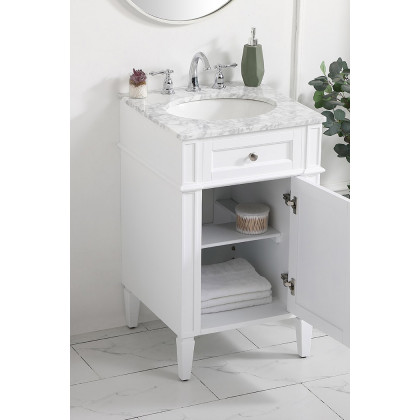 Elegant Single Bathroom Vanity Set - White, L 21" (VF12521WH)
