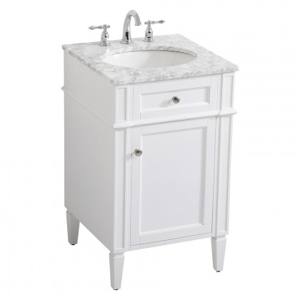 Elegant Single Bathroom Vanity Set - White, L 21" (VF12521WH)