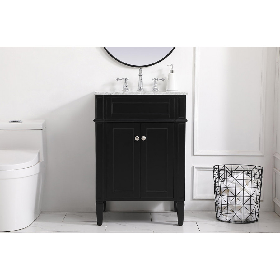 Elegant Single Bathroom Vanity Set - Black, L 24" (VF12524BK)