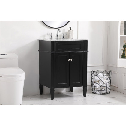 Elegant Single Bathroom Vanity Set - Black, L 24" (VF12524BK)