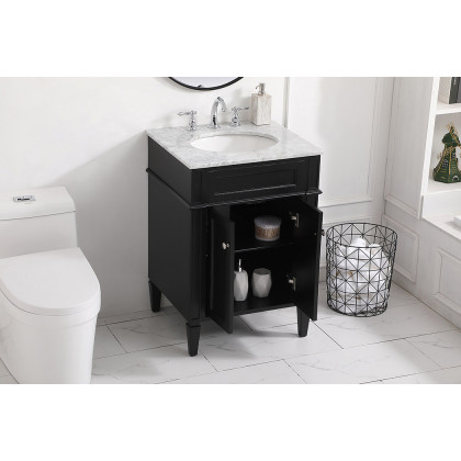 Elegant Single Bathroom Vanity Set - Black, L 24" (VF12524BK)