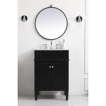 Elegant Single Bathroom Vanity Set - Black, L 24" (VF12524BK)