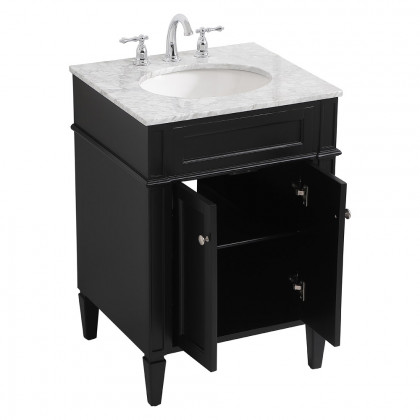 Elegant Single Bathroom Vanity Set - Black, L 24" (VF12524BK)
