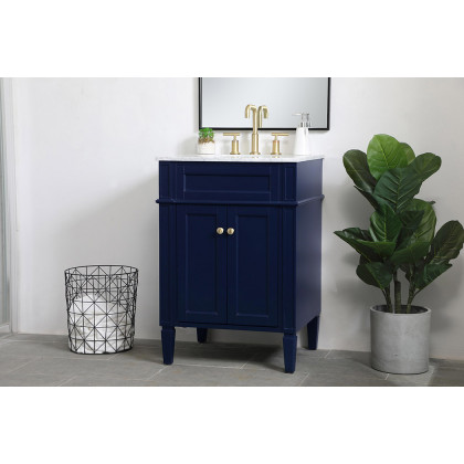 Elegant Single Bathroom Vanity Set - Blue, L 24" (VF12524BL)