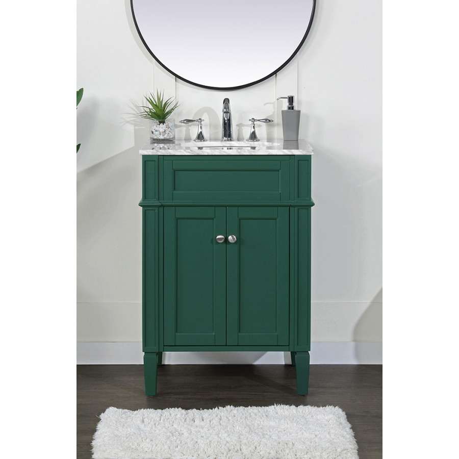 Elegant Single Bathroom Vanity Set - Green, L 24" (VF12524GN)