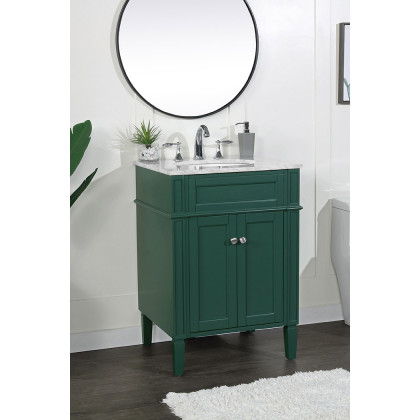 Elegant Single Bathroom Vanity Set - Green, L 24" (VF12524GN)