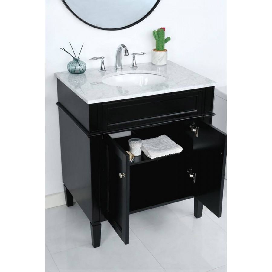 Elegant Single Bathroom Vanity Set - Black, L 30" (VF12530BK)