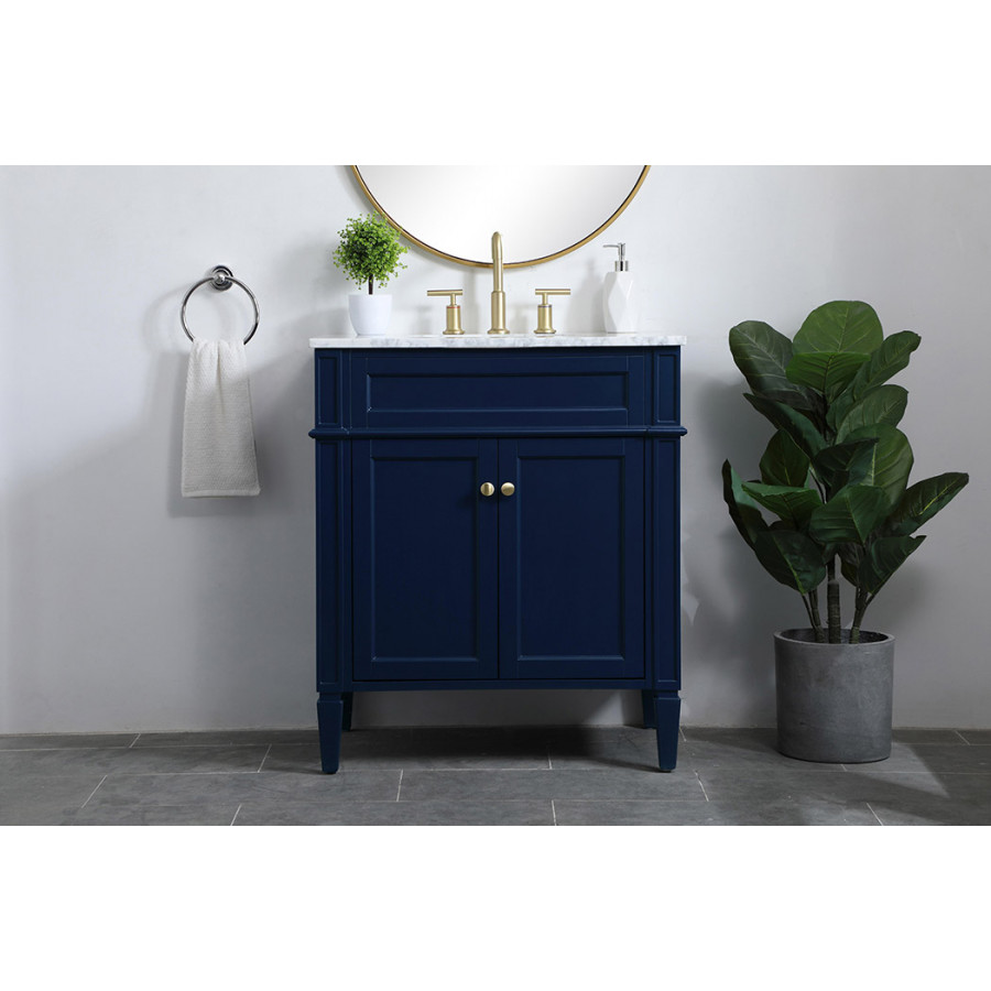 Elegant Single Bathroom Vanity Set - Blue, L 30" (VF12530BL)