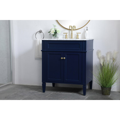 Elegant Single Bathroom Vanity Set - Blue, L 30" (VF12530BL)