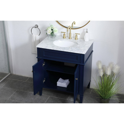 Elegant Single Bathroom Vanity Set - Blue, L 30" (VF12530BL)