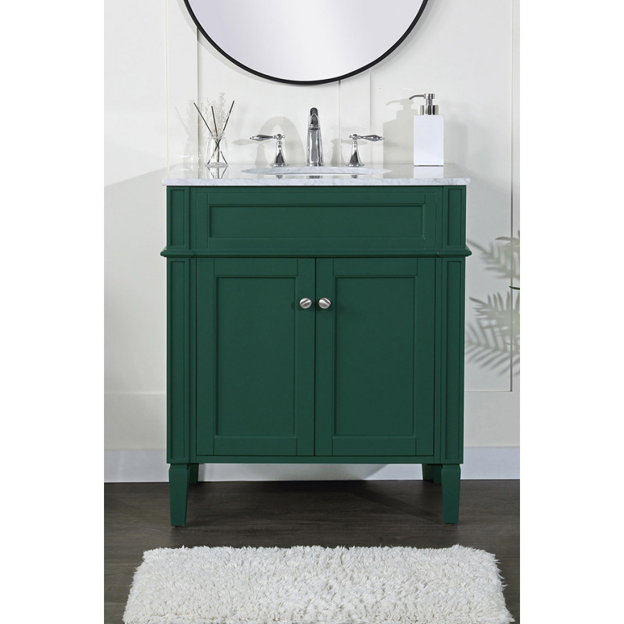 Elegant Single Bathroom Vanity Set - Green, L 30" (VF12530GN)