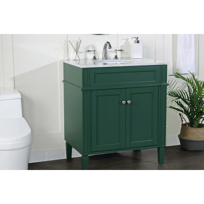 Elegant Single Bathroom Vanity Set - Green, L 30" (VF12530GN)