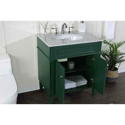 Elegant Single Bathroom Vanity Set - Green, L 30" (VF12530GN)