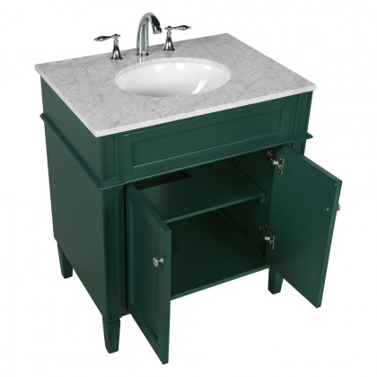 Elegant Single Bathroom Vanity Set - Green, L 30" (VF12530GN)
