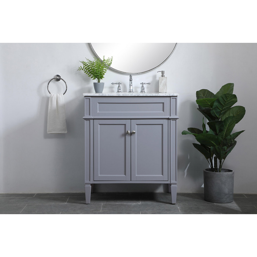 Elegant Single Bathroom Vanity Set - Gray, L 30" (VF12530GR)