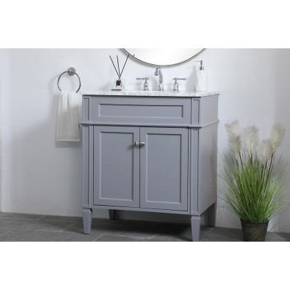 Elegant Single Bathroom Vanity Set - Gray, L 30" (VF12530GR)