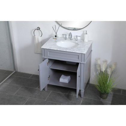 Elegant Single Bathroom Vanity Set - Gray, L 30" (VF12530GR)