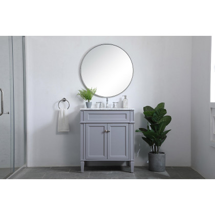 Elegant Single Bathroom Vanity Set - Gray, L 30" (VF12530GR)