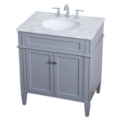 Elegant Single Bathroom Vanity Set - Gray, L 30" (VF12530GR)