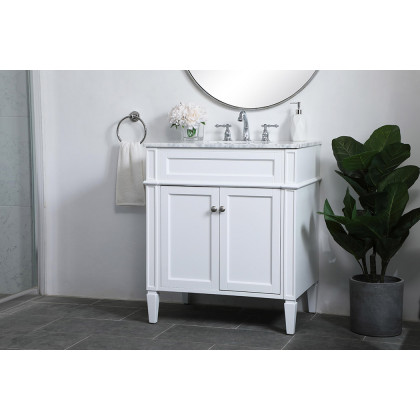 Elegant Single Bathroom Vanity Set - White, L 30" (VF12530WH)
