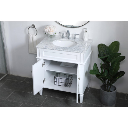 Elegant Single Bathroom Vanity Set - White, L 30" (VF12530WH)