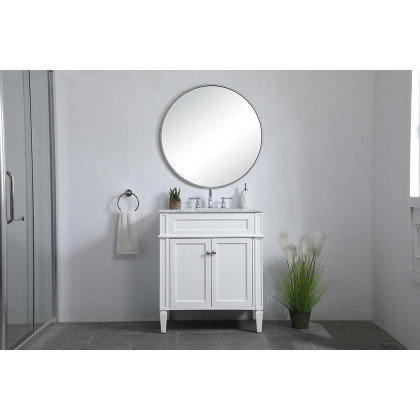 Elegant Single Bathroom Vanity Set - White, L 30" (VF12530WH)