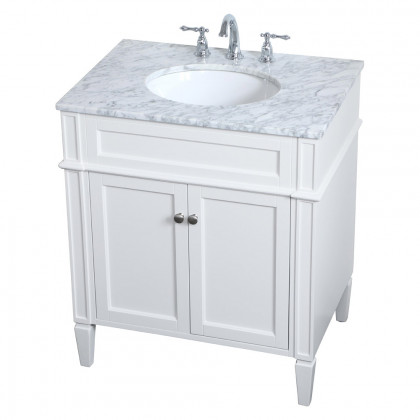 Elegant Single Bathroom Vanity Set - White, L 30" (VF12530WH)
