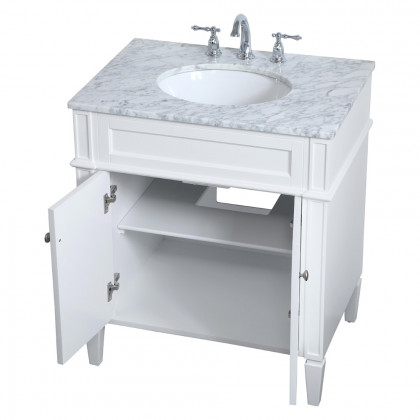 Elegant Single Bathroom Vanity Set - White, L 30" (VF12530WH)