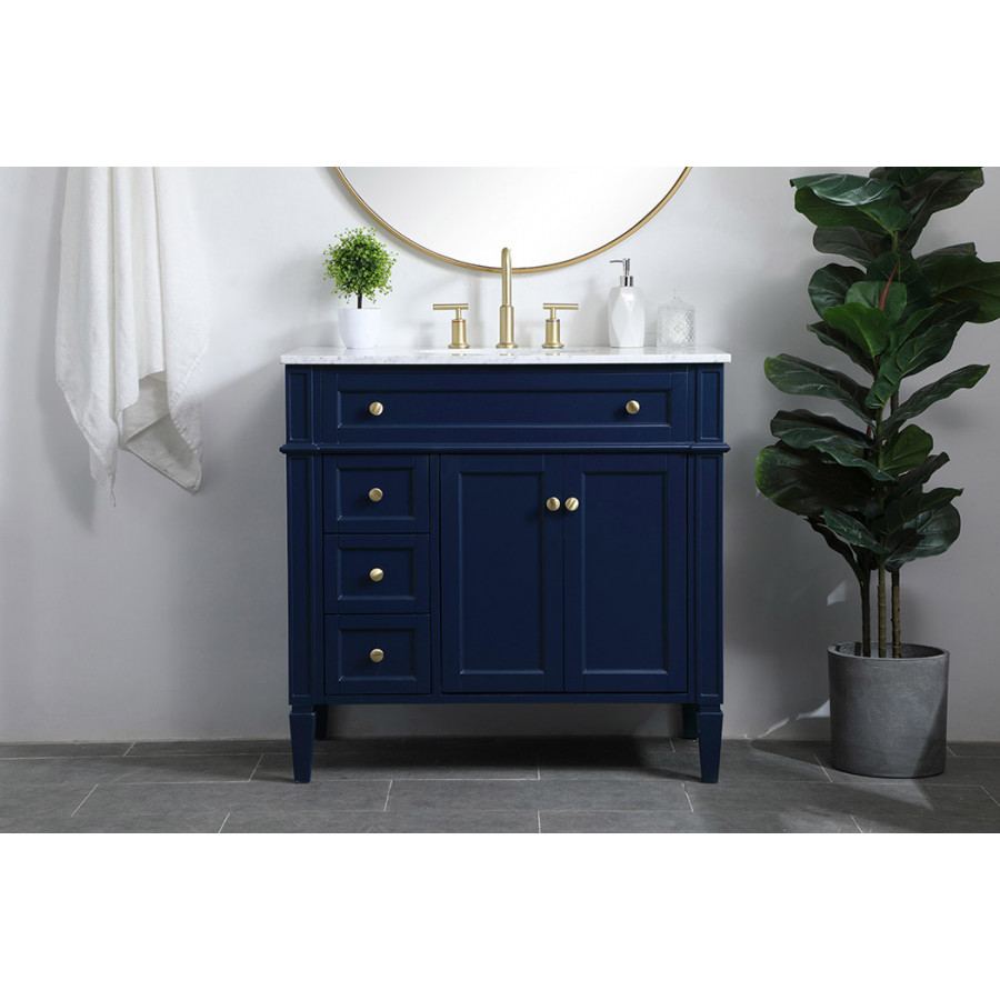 Elegant Single Bathroom Vanity Set - Blue, L 36" (VF12536BL)
