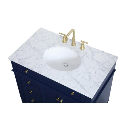 Elegant Single Bathroom Vanity Set - Blue, L 36" (VF12536BL)