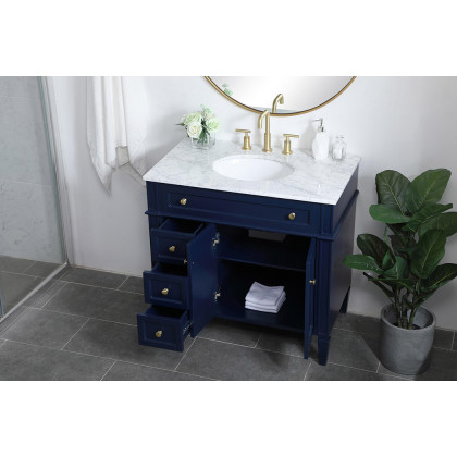 Elegant Single Bathroom Vanity Set - Blue, L 36" (VF12536BL)