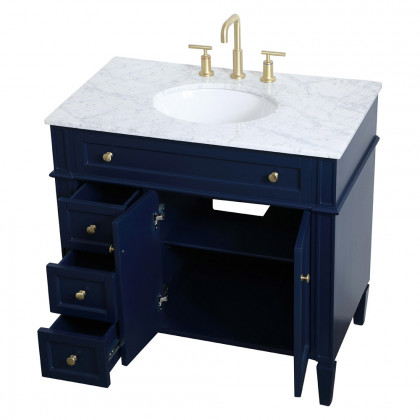 Elegant Single Bathroom Vanity Set - Blue, L 36" (VF12536BL)