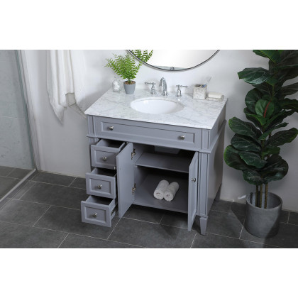 Elegant Single Bathroom Vanity Set - Gray, L 36" (VF12536GR)