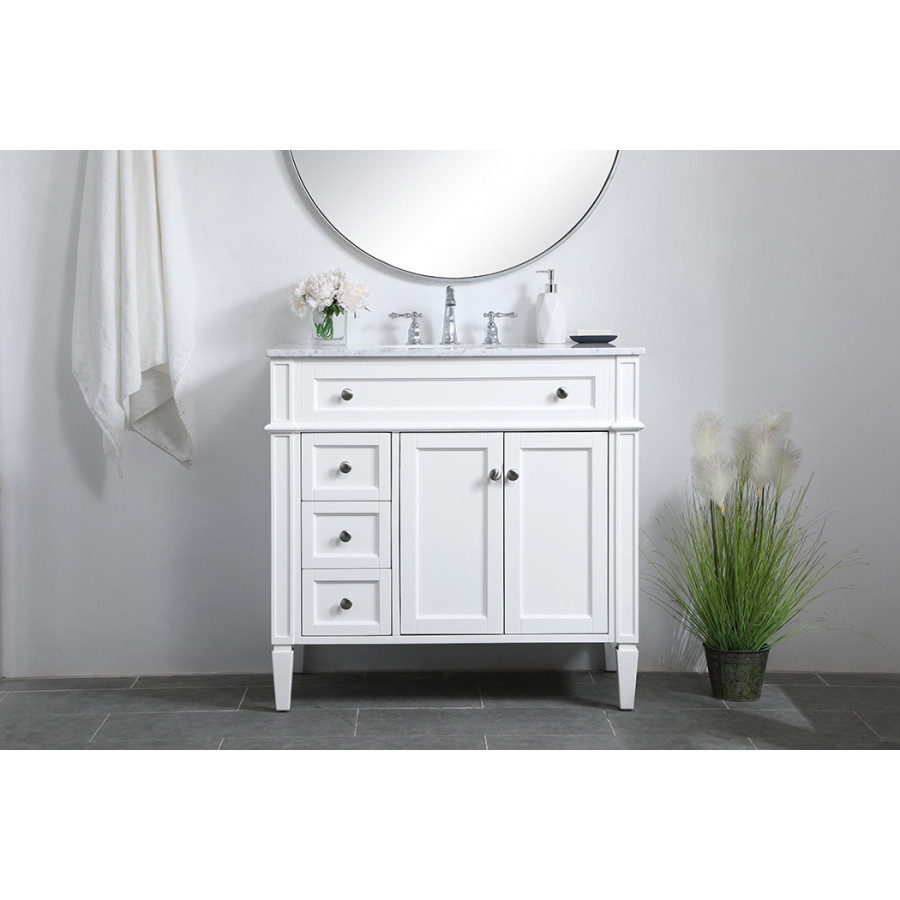 Elegant Single Bathroom Vanity Set - White, L 36" (VF12536WH)