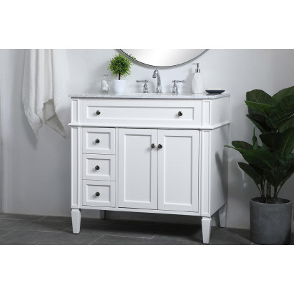 Elegant Single Bathroom Vanity Set - White, L 36" (VF12536WH)