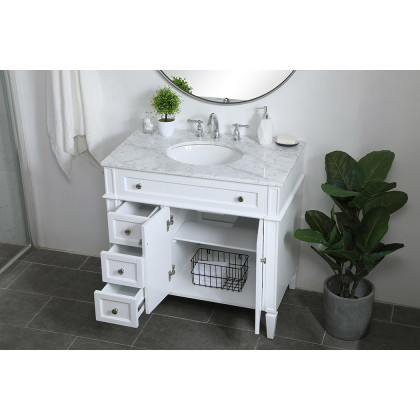Elegant Single Bathroom Vanity Set - White, L 36" (VF12536WH)