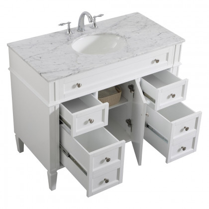 Elegant 42" Single Bathroom Vanity Set - White (VF12542WH)