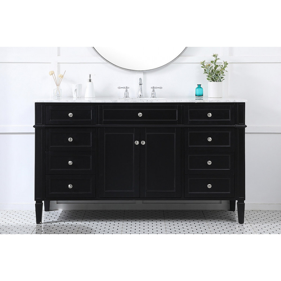 Elegant 60" Single Bathroom Vanity Set - Black (VF12560BK)