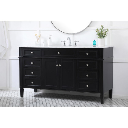 Elegant 60" Single Bathroom Vanity Set - Black (VF12560BK)