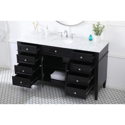 Elegant 60" Single Bathroom Vanity Set - Black (VF12560BK)