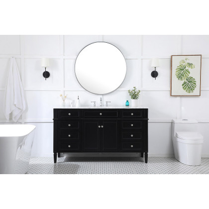 Elegant 60" Single Bathroom Vanity Set - Black (VF12560BK)