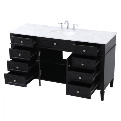 Elegant 60" Single Bathroom Vanity Set - Black (VF12560BK)