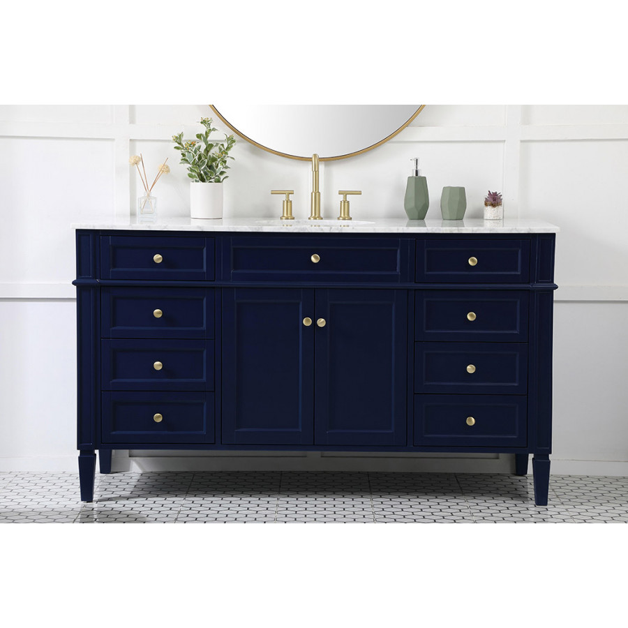Elegant 60" Single Bathroom Vanity Set - Blue (VF12560BL)
