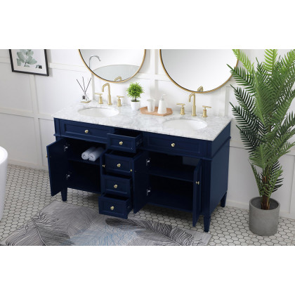 Elegant 60" Single Bathroom Vanity Set - Blue (VF12560DBL)