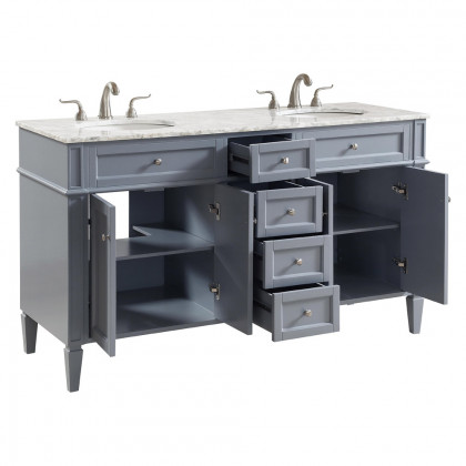 Elegant 60" Single Bathroom Vanity Set - Gray (VF12560DGR)