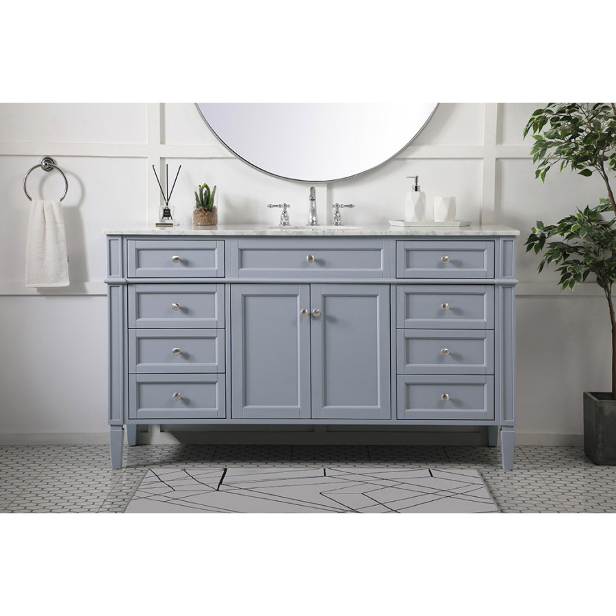 Elegant 60" Single Bathroom Vanity Set - Gray (VF12560GR)