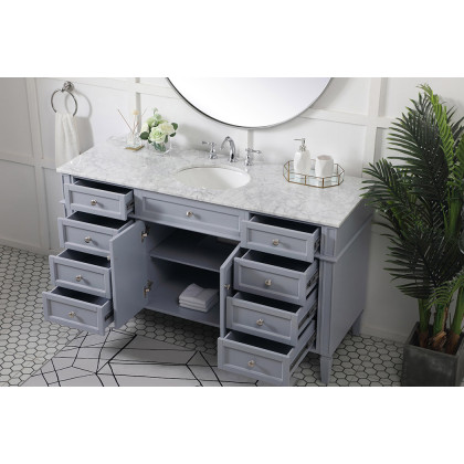 Elegant 60" Single Bathroom Vanity Set - Gray (VF12560GR)