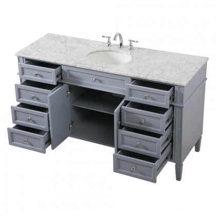 Elegant 60" Single Bathroom Vanity Set - Gray (VF12560GR)