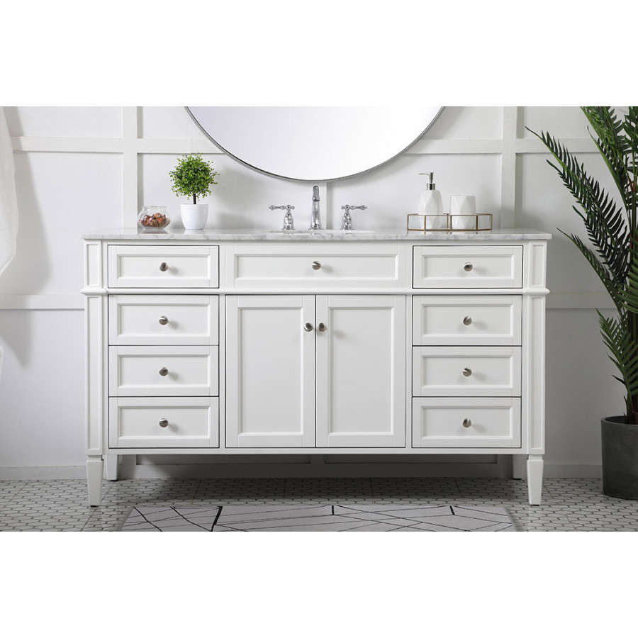 Elegant 60" Single Bathroom Vanity Set - White (VF12560WH)